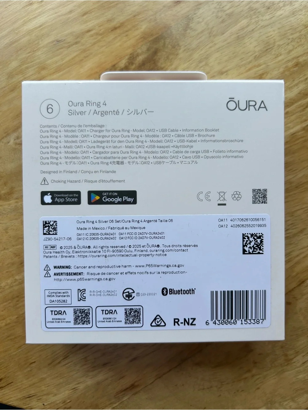 Oura Ring 4 - Silver, Size 6